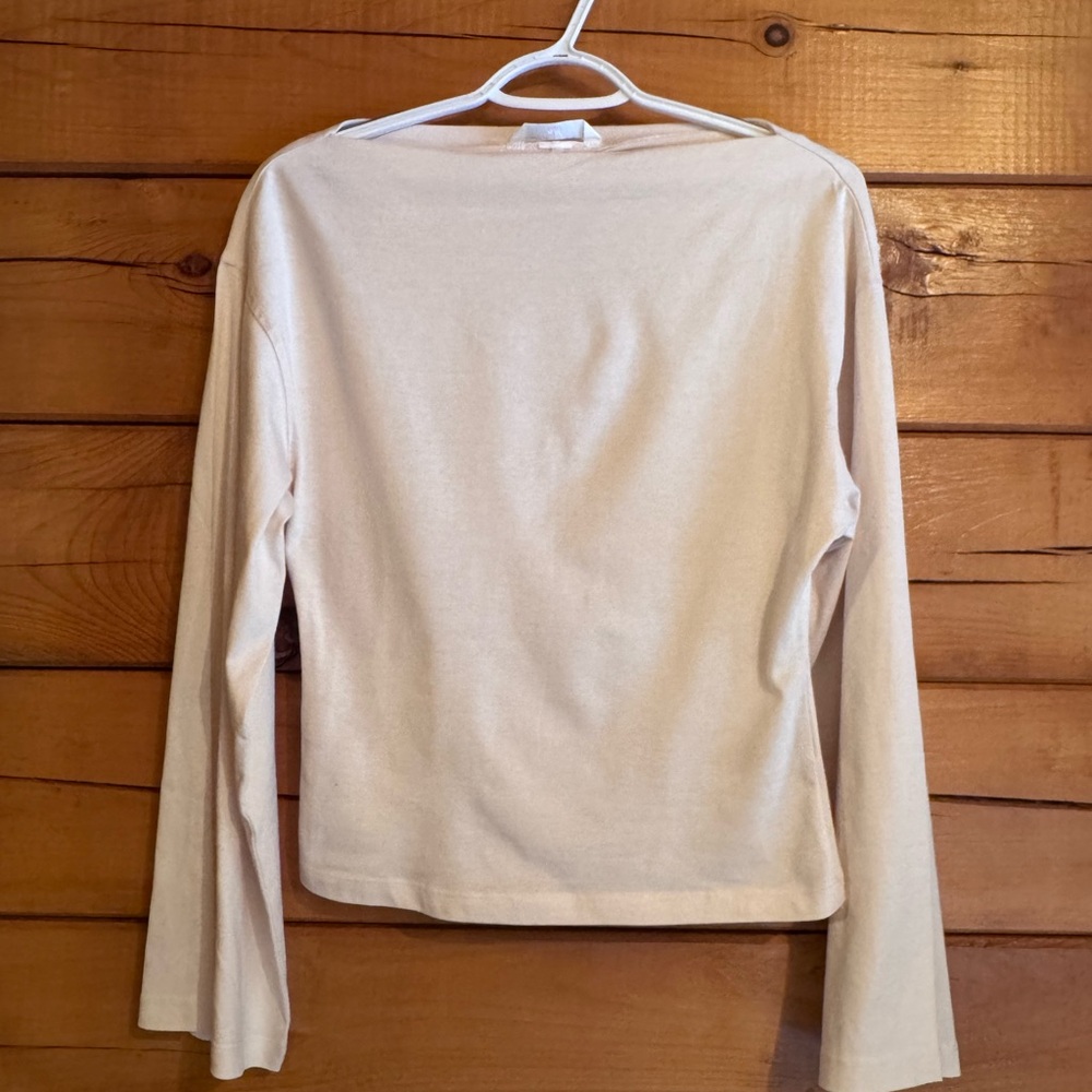 H&M Cream Long-Sleeve Boatneck Top